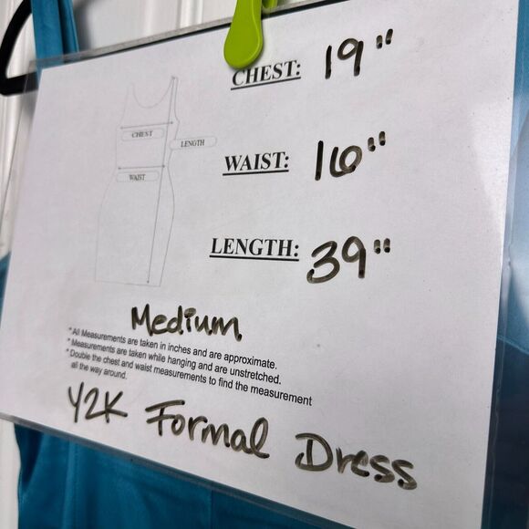 Calvin Klein Dress Womens Medium Blue Pencil Y2K Satin Stretch Prom Homecoming - Picture 10 of 10